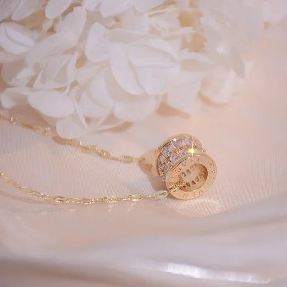 NEW 14K Gold Plated Baguette Diamond Geometric Pendant Necklace - Picture 8 of 8